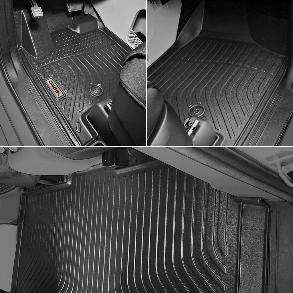 Dodge Caravan/Grand Caravan 2011-2021 (2nd Row Bucket) Black Floor Mats TPE